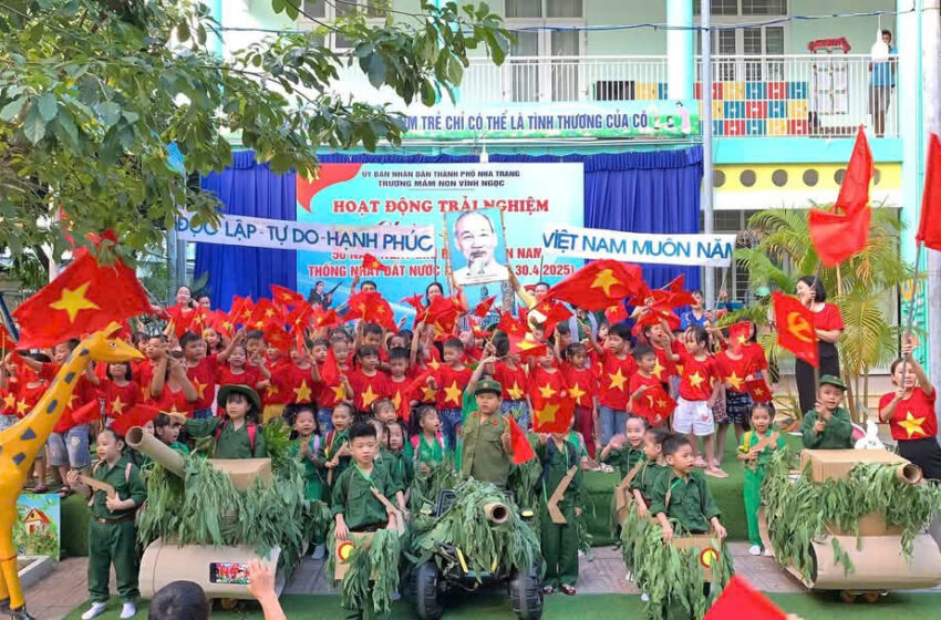  Trường Mầm non Vĩnh Ngọc tổ chức hoạt động trải nghiệm với chủ đề “Bài ca thống nhất”. Chào mừng ngày 30/4/1975 – 30/4/2025